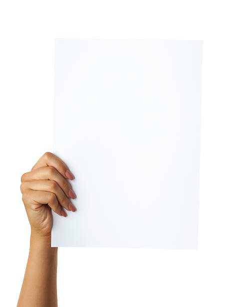 istock Blank paper in woman's hand on white background 176749163