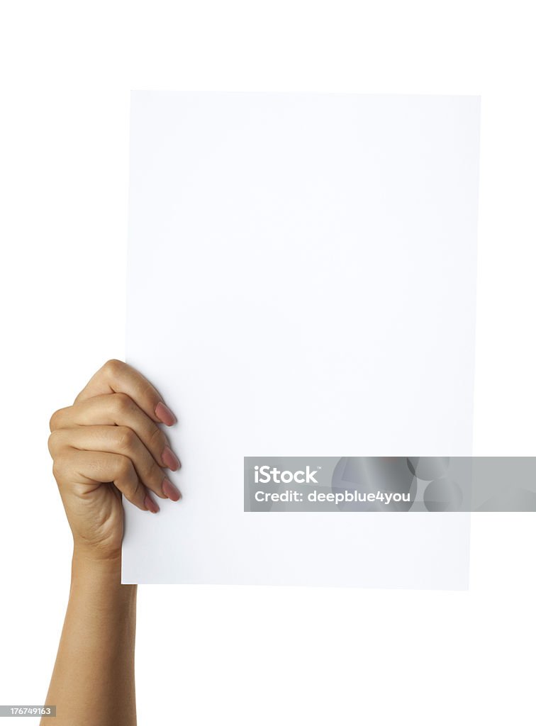 Papel a4 para mulher mão sobre fundo branco - Royalty-free Adulto Foto de stock