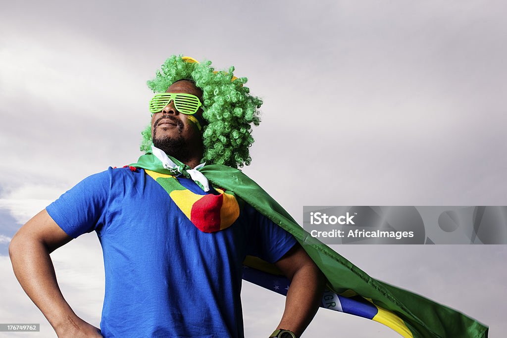 Fußball-fan mit brasilianischer Farben aufgewertet - Lizenzfrei Fan Stock-Foto