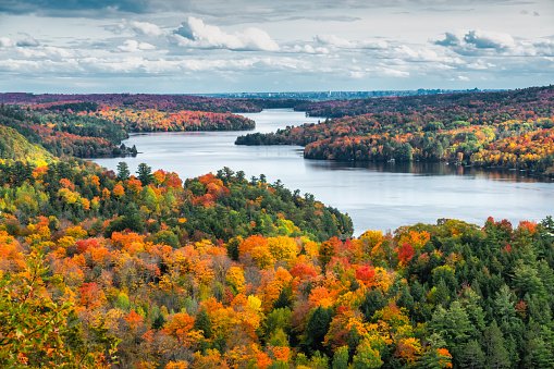 View from Mont Cascades and the Rideau River in the Gatineau Hills near Ottawa, Canada