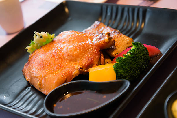 istock Combination of Grilled Chicken and Pork Steak 176751556