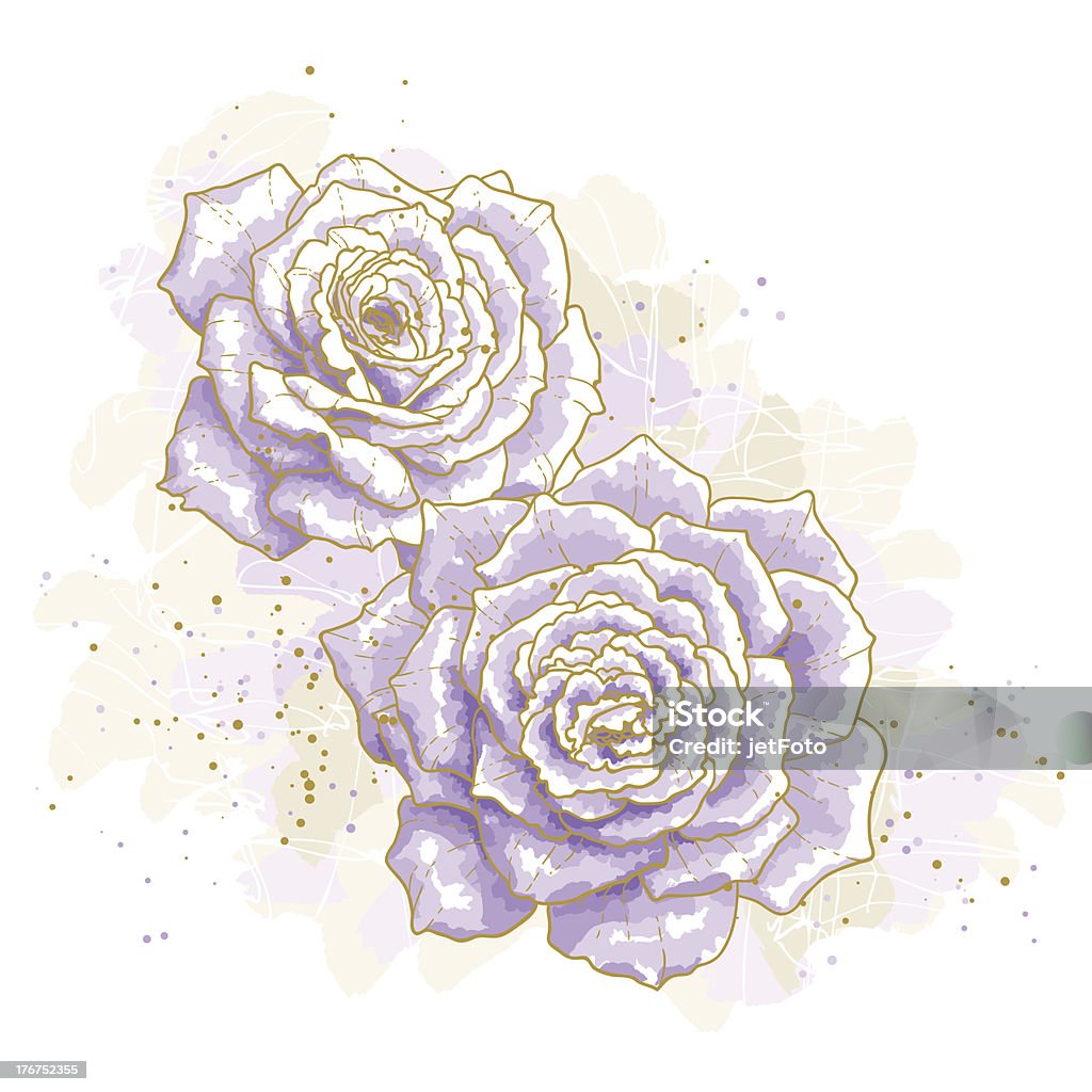 Rose viola su sfondo bianco - arte vettoriale royalty-free di Partecipazione di nozze