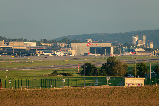 Zurich, Switzerland, September 6, 2023 View over the area around the international airport