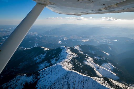 Aerial view on snowy Low Tatras mountains
