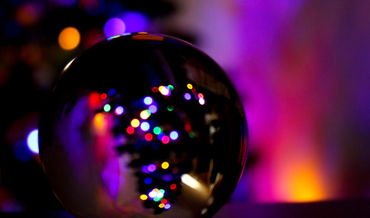 blurred, colorful, Christmas, lights, shining, glass globe,