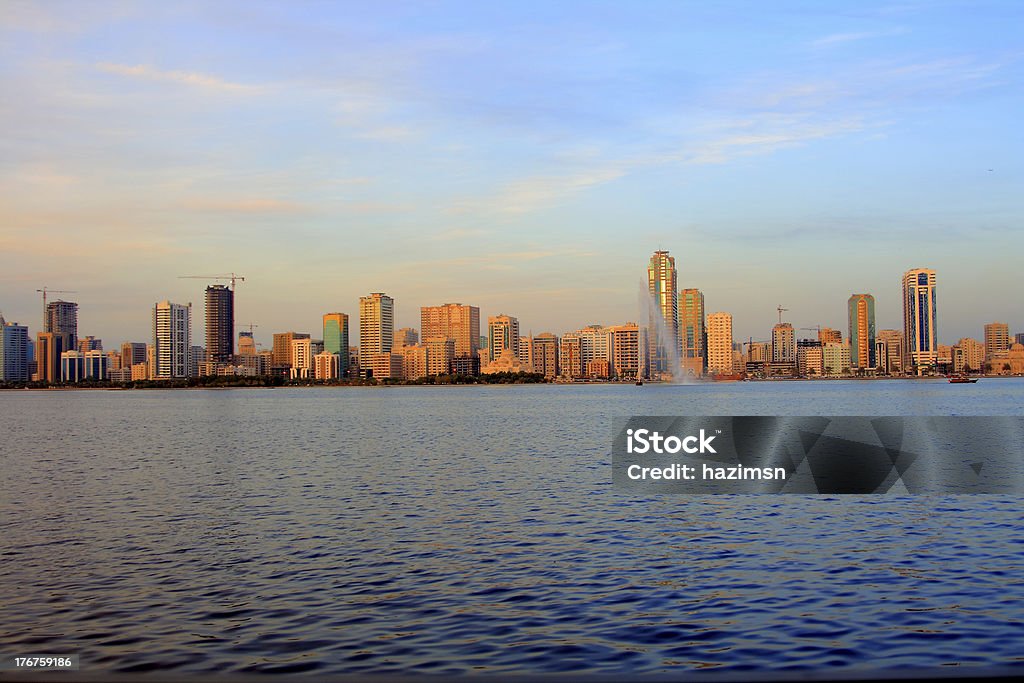 Cityscape of Sharjah "Urban Scene of Sharjah emirate in UAE, cityscape with cloudy sky." Architecture Stock Photo