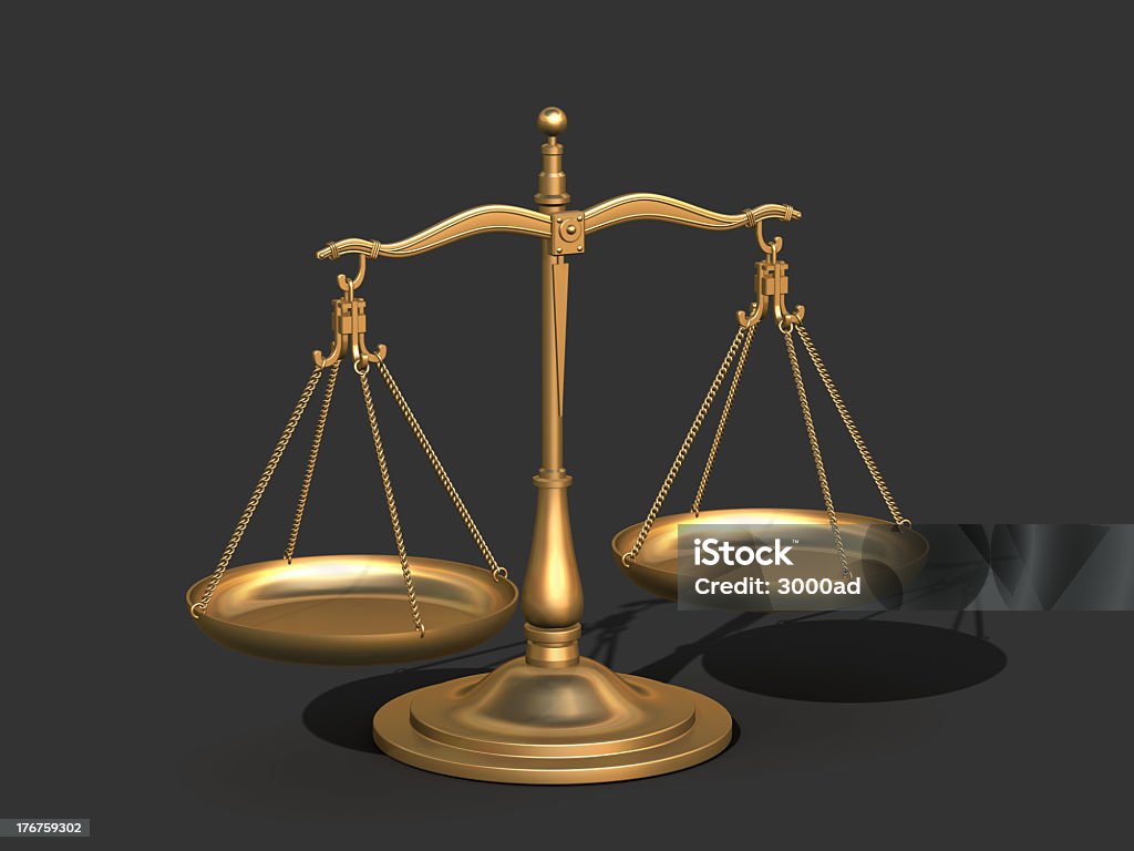 3 d gold Gleichgewicht, die Waage der Gerechtigkeit - Lizenzfrei Autorität Stock-Foto
