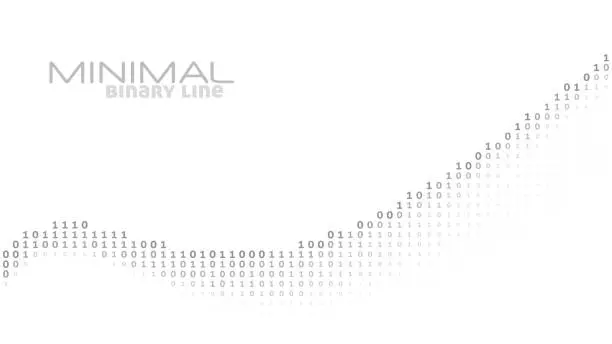 Vector illustration of Minimal binary line with gray ones and zeros