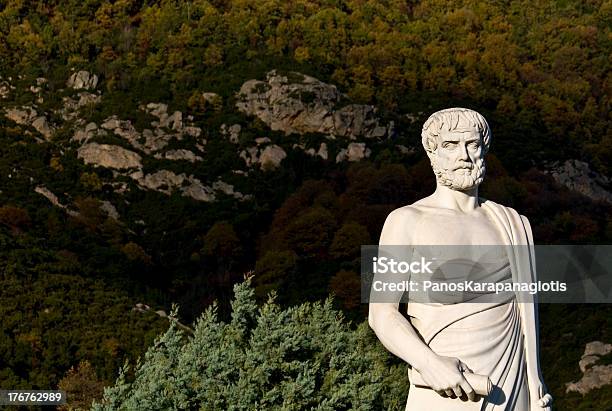Aristotle Statue With Foliage Located In Stageira Greece Stock Photo - Download Image Now