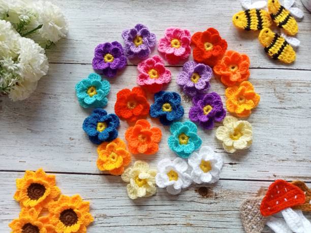 istock crochet mushrooms pattern flowers handmade craft diy background texture 1767635738