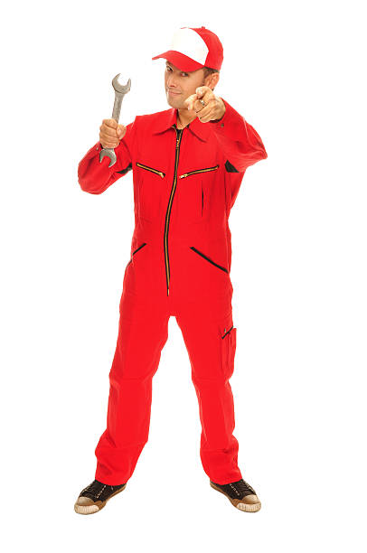 istock Mechanic in red Overall 176763704