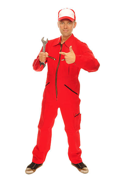 istock Mechanic in red Overall 176763706