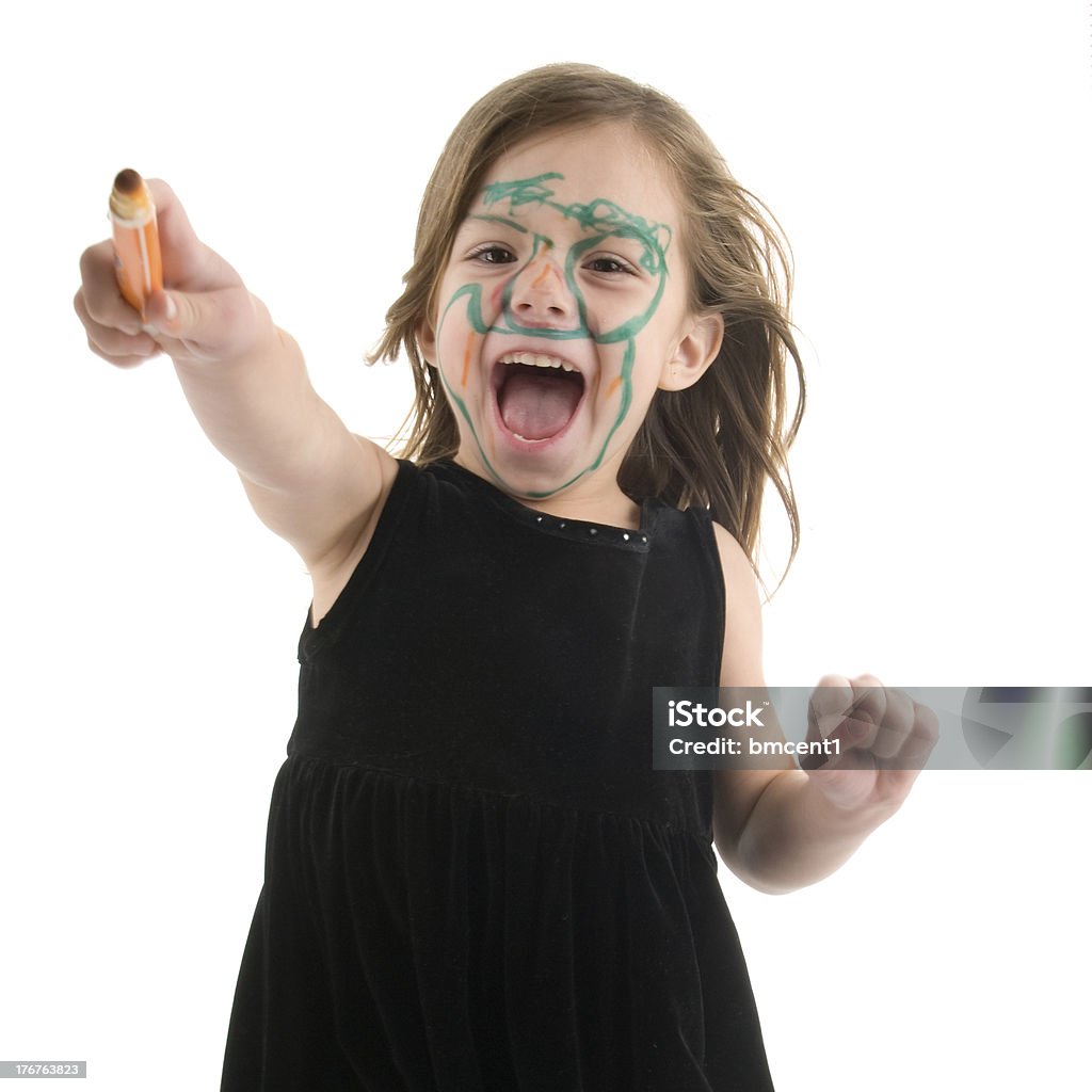 Menina marcador face. Budding Make-up artista? - Royalty-free Criança Foto de stock