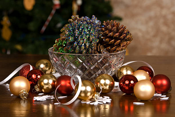 Unique floral arrangement is centerpiece for a festive Christmas dinner party.SEE SIMILAR: