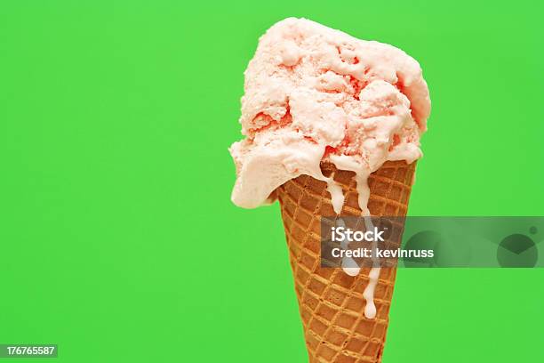 Melting Peppermint Ice Cream Cone Stock Photo - Download Image Now - Backgrounds, Beige, Brown