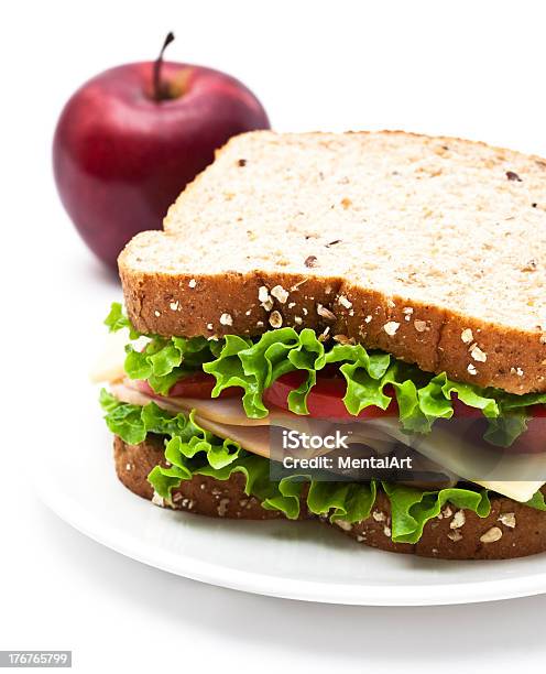 Gesundes Mittagessen Stockfoto und mehr Bilder von Sandwich - Sandwich, Truthahn - Geflügelfleisch, Apfel