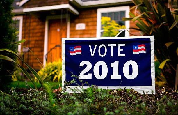 A Vote 2010 yard sign urging people to vote in that year's elections. American flag icons created by photographer in Illustrator.