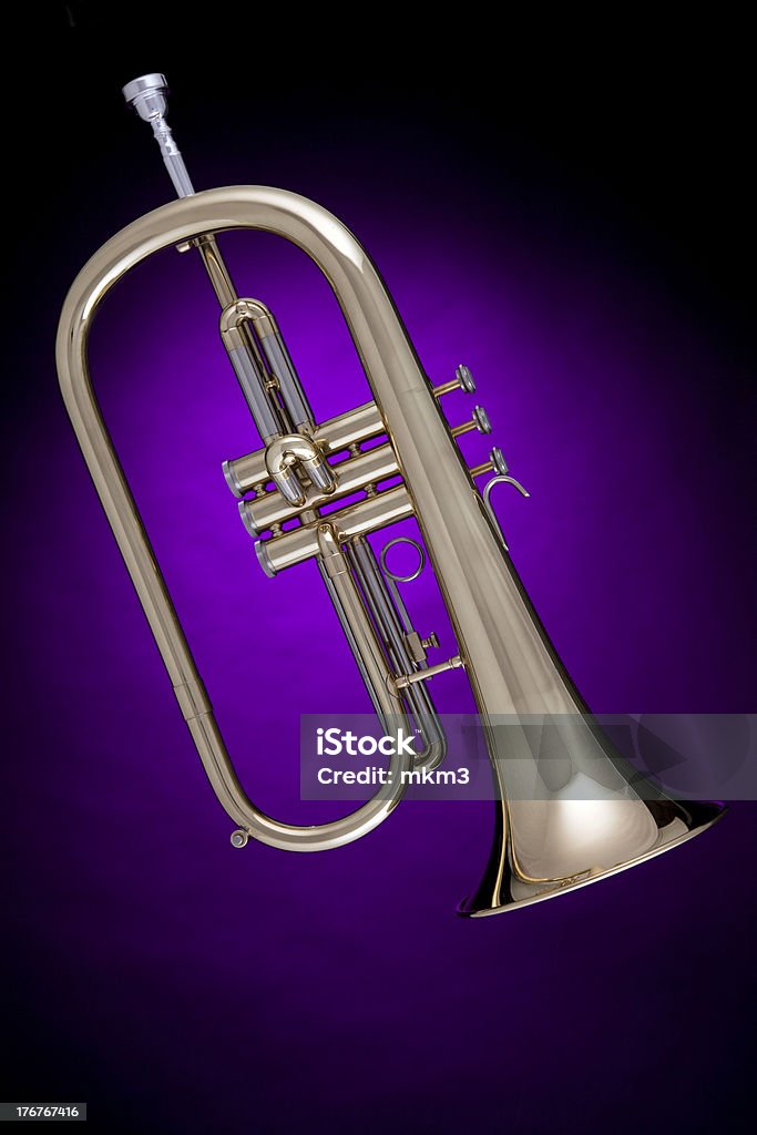 Flugalhorn o Flicorno soprano isolato su viola - Foto stock royalty-free di Arte, Cultura e Spettacolo