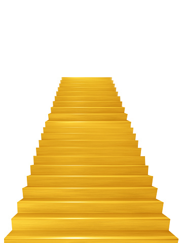 Golden stairs isolated on white background