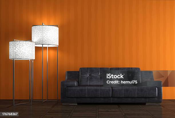 Part Of The Modern Drawingroom Stock Photo - Download Image Now - Living Room, Modern, Orange Color