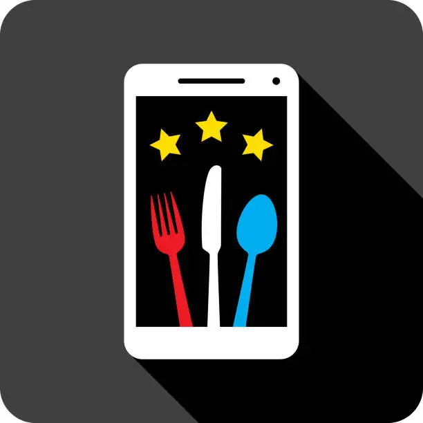 Vector illustration of Silverware Stars Smartphone Icon Silhouette