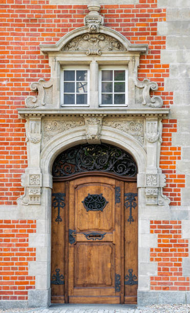 istock Carved wooden old door 1767692383