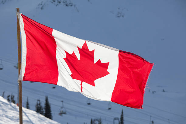 istock Canadian flag flies in the mountains 176769726