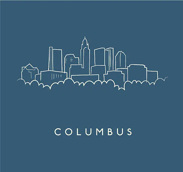 Vector illustration of Columbus Skyline Sketch
