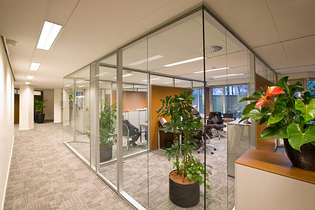 Glass cubicles stock photo