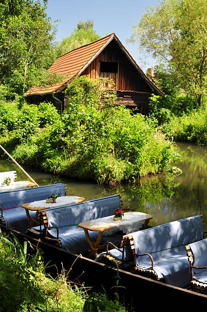 Water taxi on a Spreewald canal Water taxi on a Spreewald canal spreewald stock pictures, royalty-free photos & images
