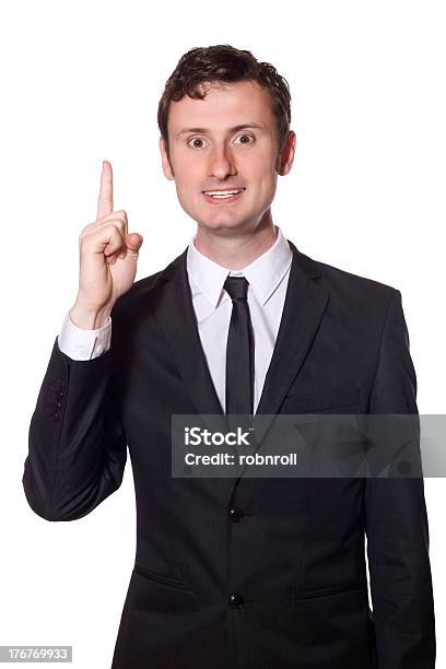 Geschäftsmann In Einem Schwarzen Anzug Hat Eine Idee Stockfoto und mehr Bilder von Anzug