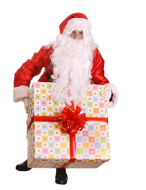istock Santa Claus and big gift box with red bow. 176771436