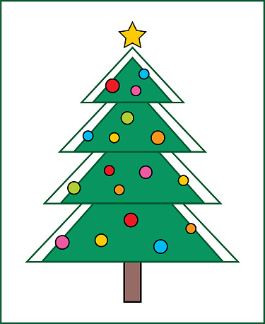 Vector illustration of a flat syle Christmas Tree on a white background.