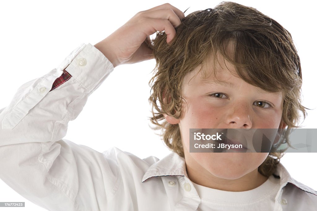 Junge kratzt seinen Kopf - Lizenzfrei Kind Stock-Foto