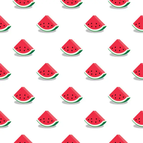 Vector illustration of Fresh Watermelon slices Seamless Pattern