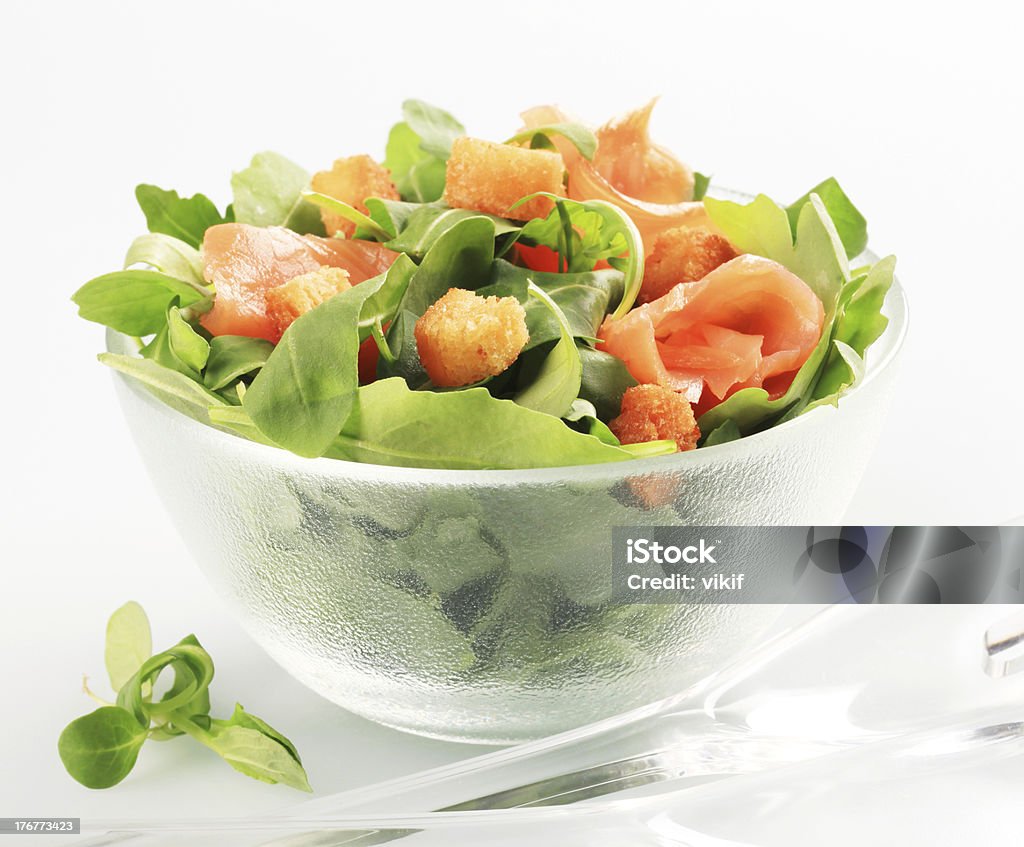 Lachs-Salat - Lizenzfrei Crouton Stock-Foto