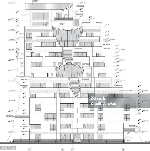 Facade Drawing Stock Photo - Download Image Now - AutoCAD, Apartment, Architectural Column