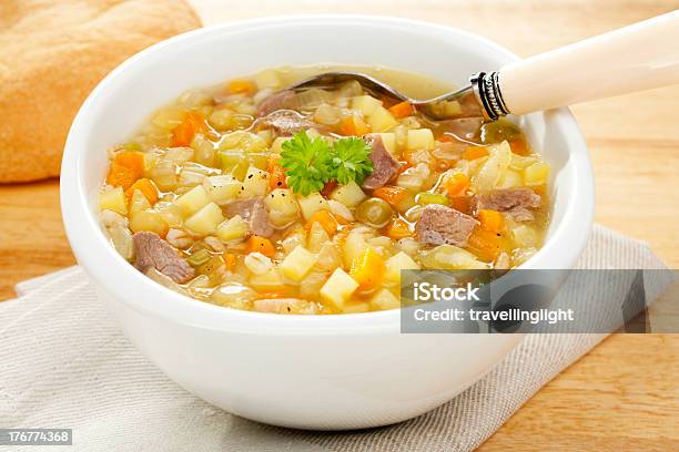 Vegetable Soup Scotch Broth Stock Photo - Download Image Now - Bowl, Bread, Color Image