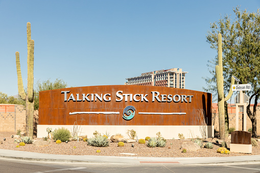 Scottsdale, AZ, USA - October 25, 2023: The Talking Stick Resort is a four diamond resort featuring a casino, top rated golf course, and exquisite restaurants.