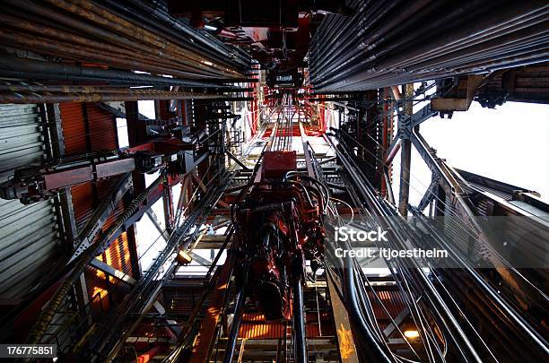 Looking Up The Inside Of A Derrick On An Offshore Oil Riglooking Stock Photo - Download Image Now