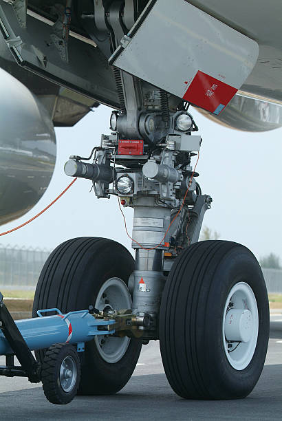 istock Nose wheel of wide-body airplane 176775962