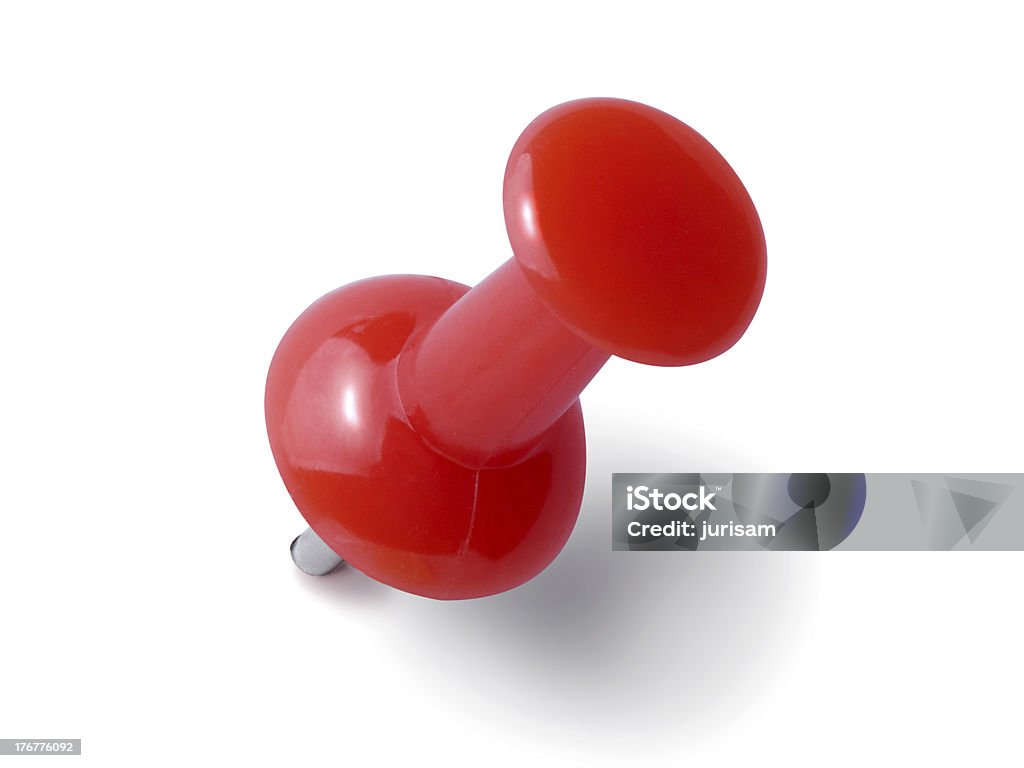 Red thumbtack. Red thumbtack isolated on the white background. Business Stock Photo