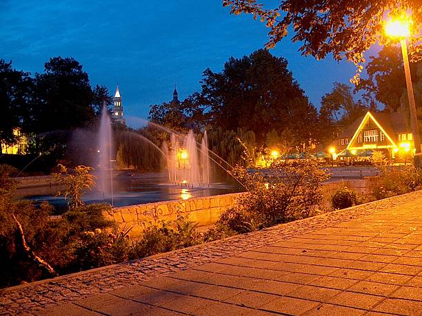City park at night stock photo