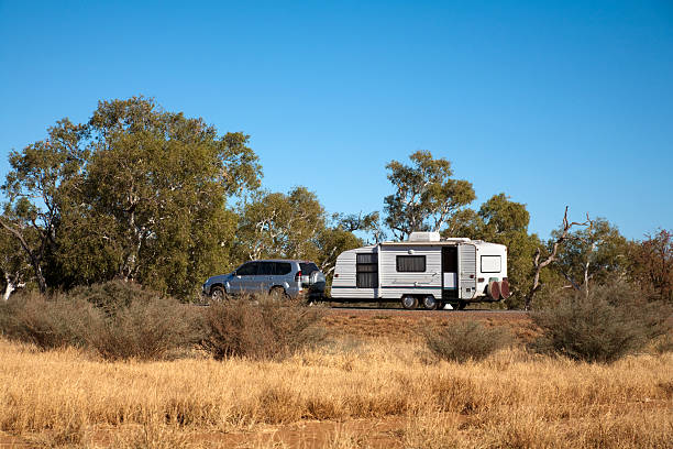 istock Car and Caravan Travelling in the Australian Bush 176777532