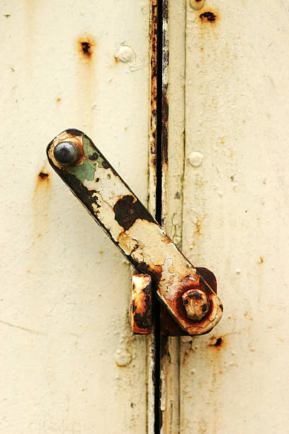 Locked door stock photo