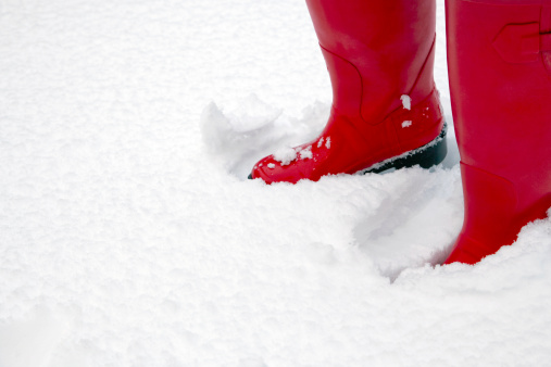Red Wellington Boots In The Snow Stock Photo - Download Image Now ...