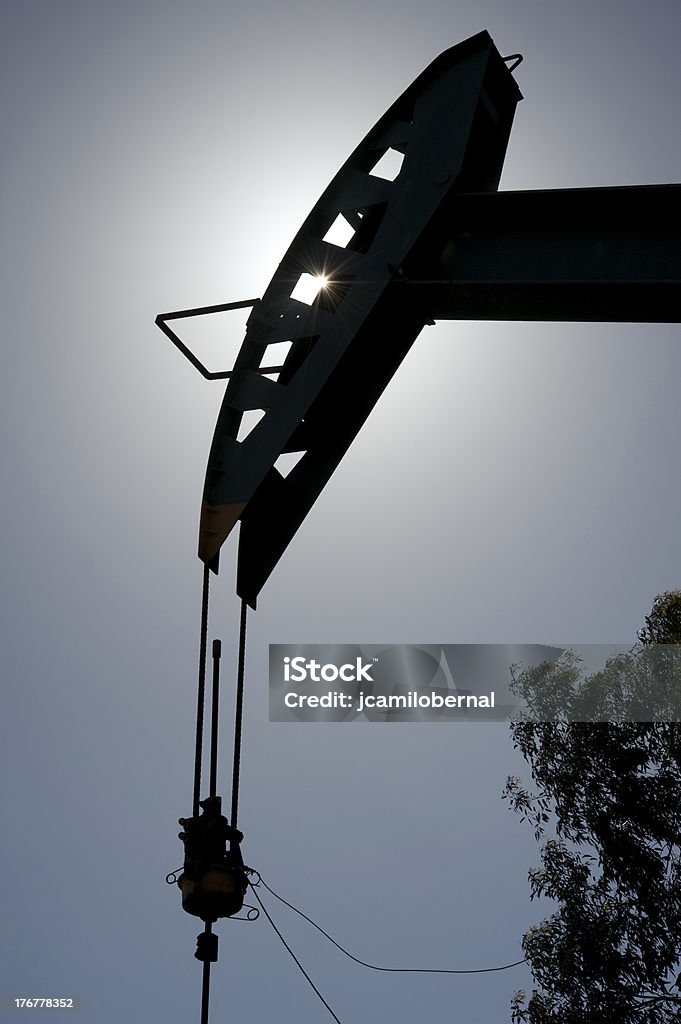 Plataforma petrolífera silueta - Foto de stock de Barreno libre de derechos