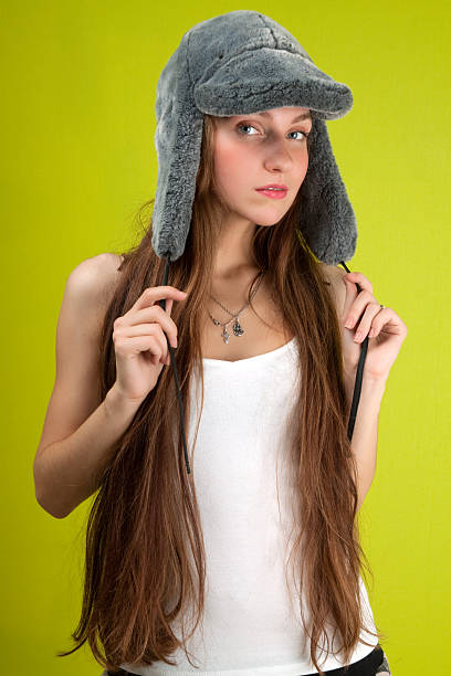 istock Glamour woman and fur-cap 176778496