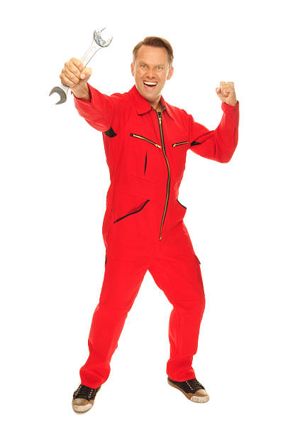 istock Mechanic in red Overall 176778679