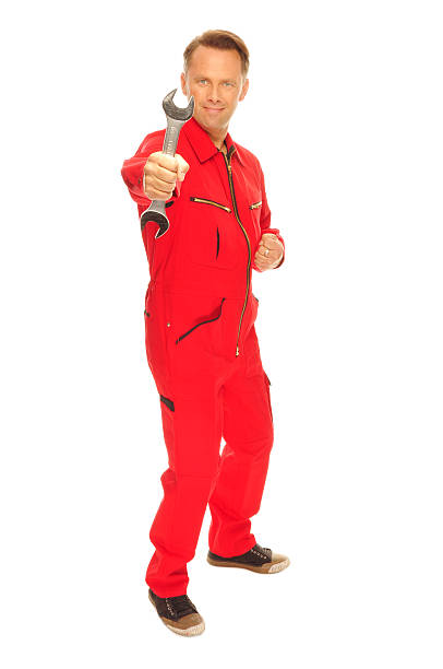 istock Mechanic in red Overall 176778682